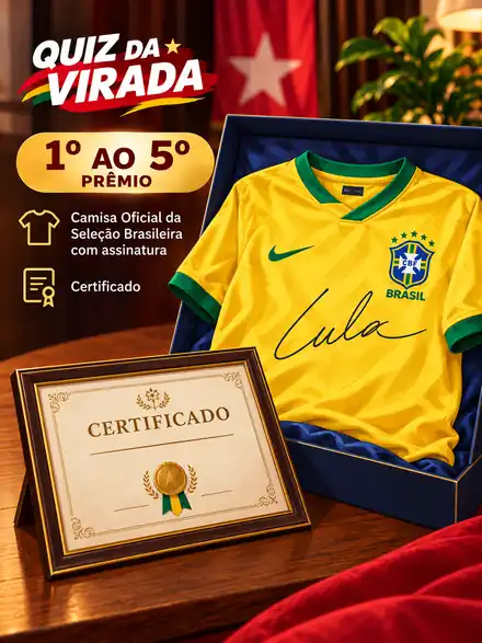 Prêmio do 1º ao 5º lugar: camisa oficial da Seleção com assinatura e certificado